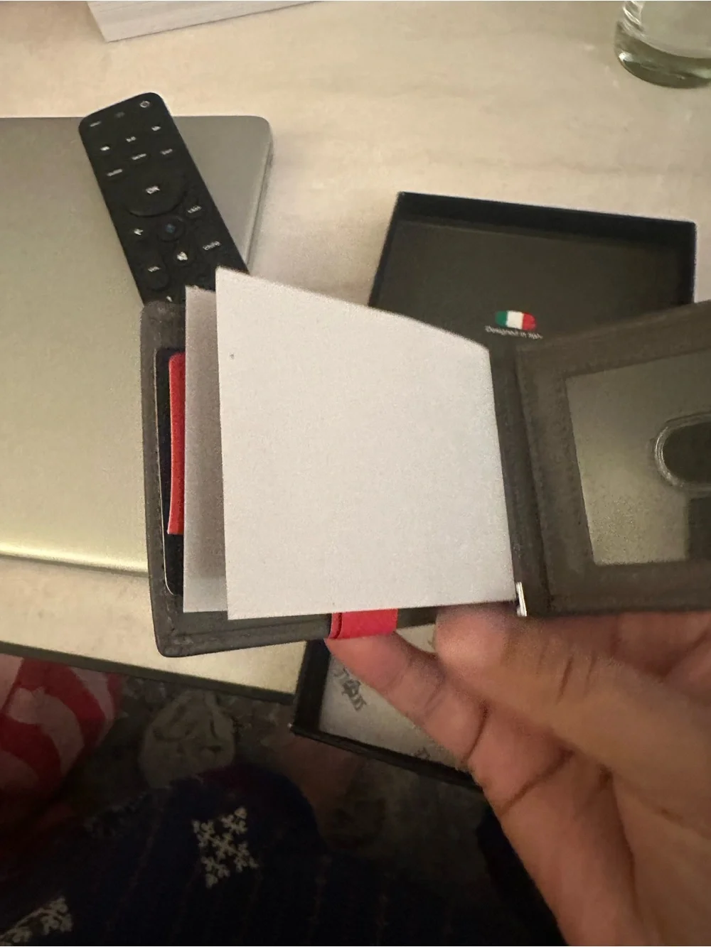 Elle Black Bi-Fold Key & Card Holder with Red Accent